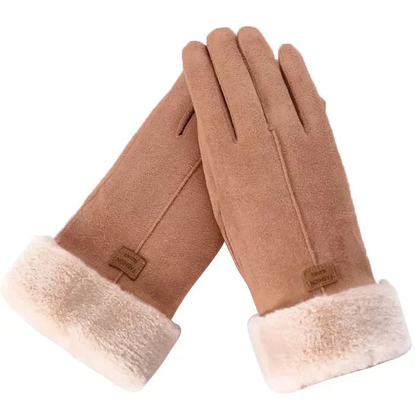 Warme dameswinterhandschoenen met pluche voering en manchetten