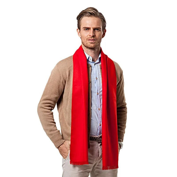 Roter Schal für Herren, weicher Stoff, einfarbig