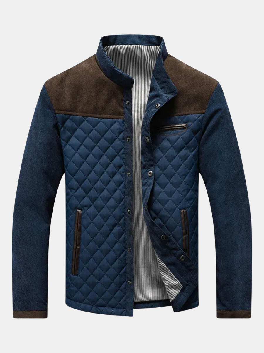 Herren Steppjacke mit Denim-Ärmeln und Kontrastbesätzen