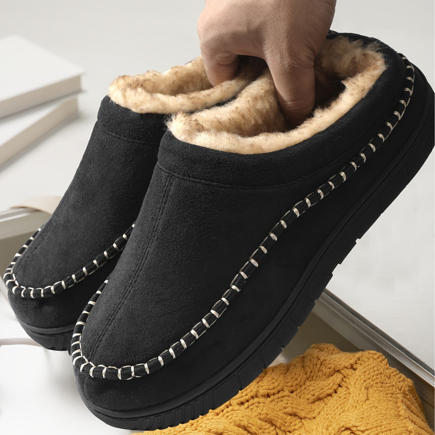 Herren Hausschuhe Slipper gefüttert warm bequem Mules