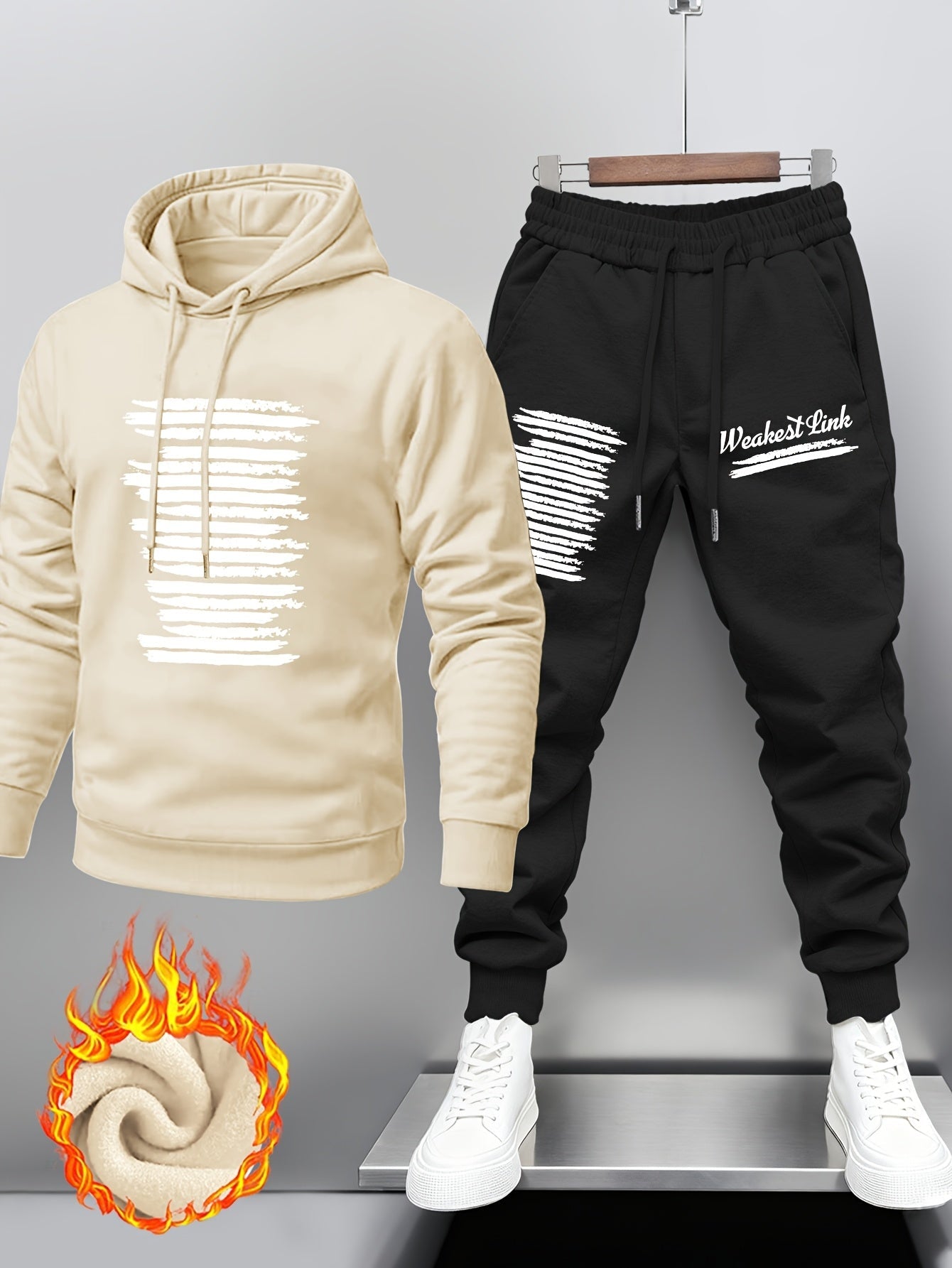 Unisex Trainingsanzug mit Kapuzenpullover & Jogginghose, weich gefüttert