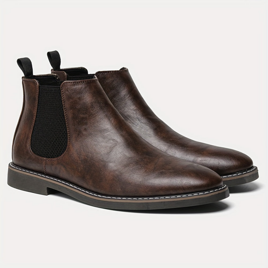 Herren Chelsea Boots Stiefeletten mit elastischem Einsatz und Zuglasche