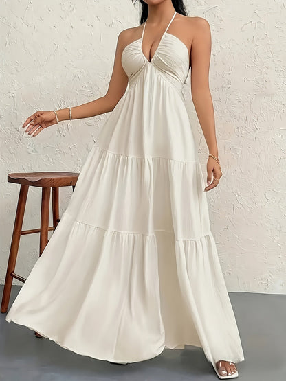 Damen Maxikleid Elegant mit Neckholder und A-Linien-Schnitt – Stilvolles Sommerkleid für besondere Anlässe