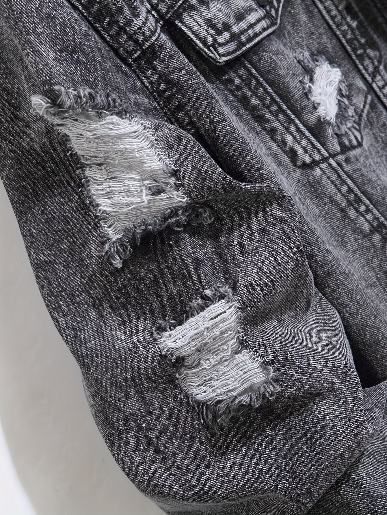 Herren Jeansjacke mit Zerstörungen Schwarz Grau