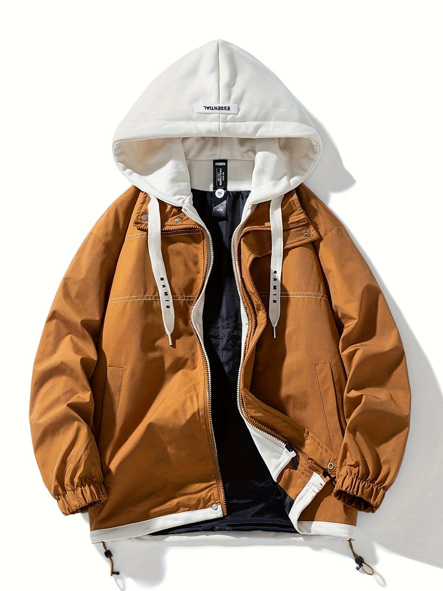 Unisex Jacke mit Kapuze und Reißverschluss, Farbe nach Wahl, Layer-Look, Frühling/Herbst