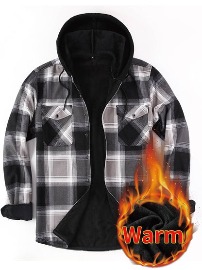 Herren Karo Hemdjacke mit Kapuze – Wärmende Freizeitmode für Outdoor und Alltag