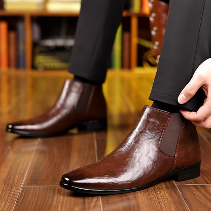 Herren Chelsea Boots Stiefelette Glänzend Business Schuhe Braun Elegant