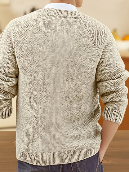 Herren Strickjacke V-Ausschnitt Knopfleiste Feinstrick Khaki