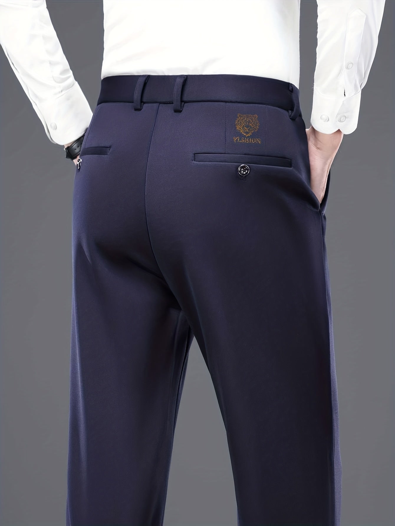 Herren Thermohose gefüttert Schwarz Slim Fit Warme Winterhose Anzughose