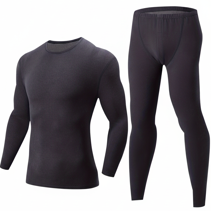 Thermo Unterwäsche Set Herren Schwarz - Langarmshirt und Leggings