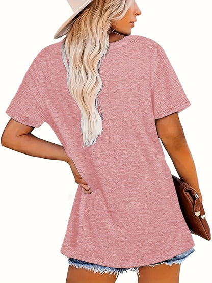 Damen T-Shirt mit Herz-Print und Kurzarm – Verspieltes Freizeitshirt mit Grafikdesign