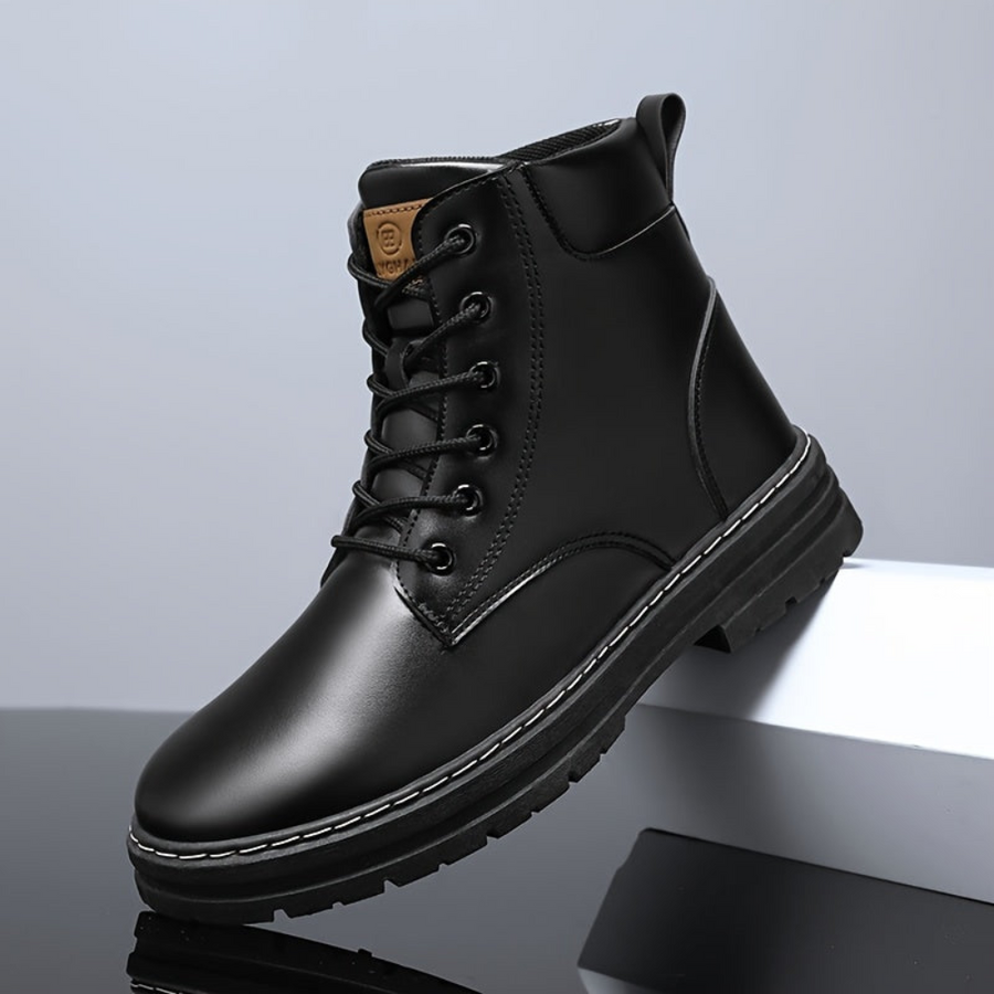 Herren Worker Boots Schnürstiefel Olivgrün mit profilierter Sohle