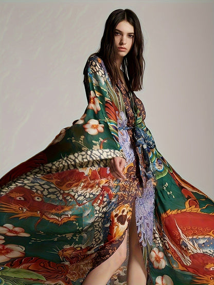 Damen Kaftan Kimono Maxi-Länge – Extravaganter Boho-Look für Urlaub & Abend