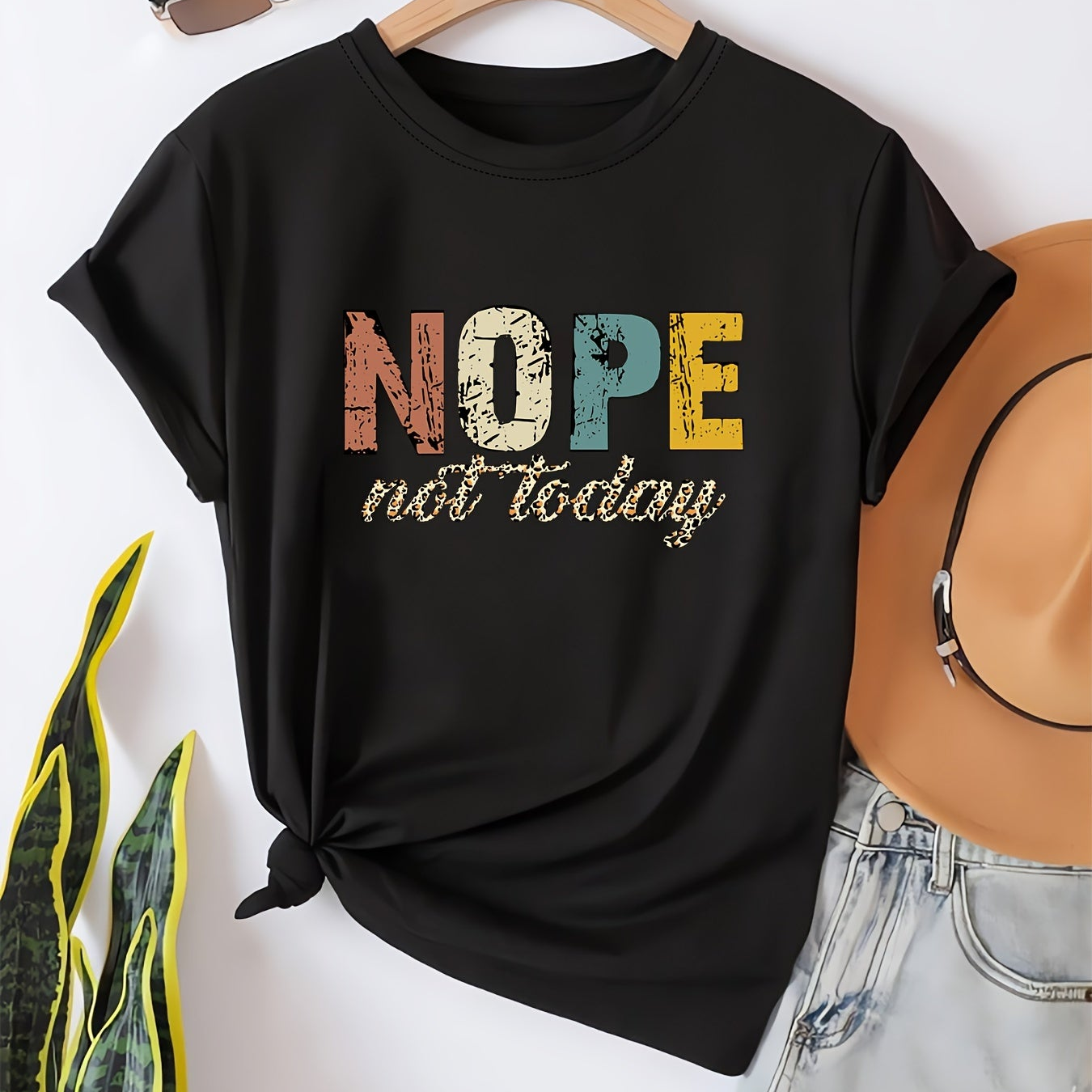 Damen Statement-Shirt mit Spruch NOPE Not Today – Lässiges Freizeit T-Shirt mit Print