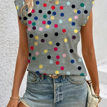 Damen Polka Dot Ärmelloses Oberteil Modern Freizeit
