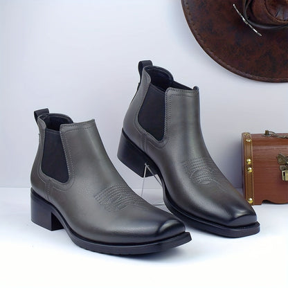 Chelsea Boots mit Western-Stickerei, Blockabsatz und elastischen Einsätzen für Herren