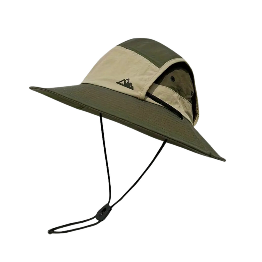 Unisex Outdoor Anglerhut mit breiter Krempe und Kordelzug in zweifarbigem Design