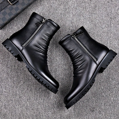 Schwarze Stiefeletten Herren mit Reißverschluss, Knöchelhohe Boots