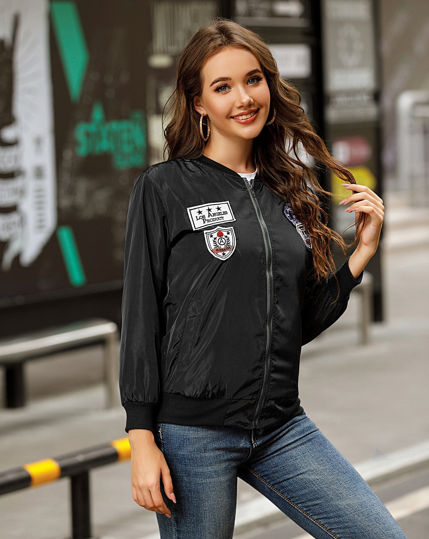 Hugh – Slim Herren-Baseballjacke mit Applikation