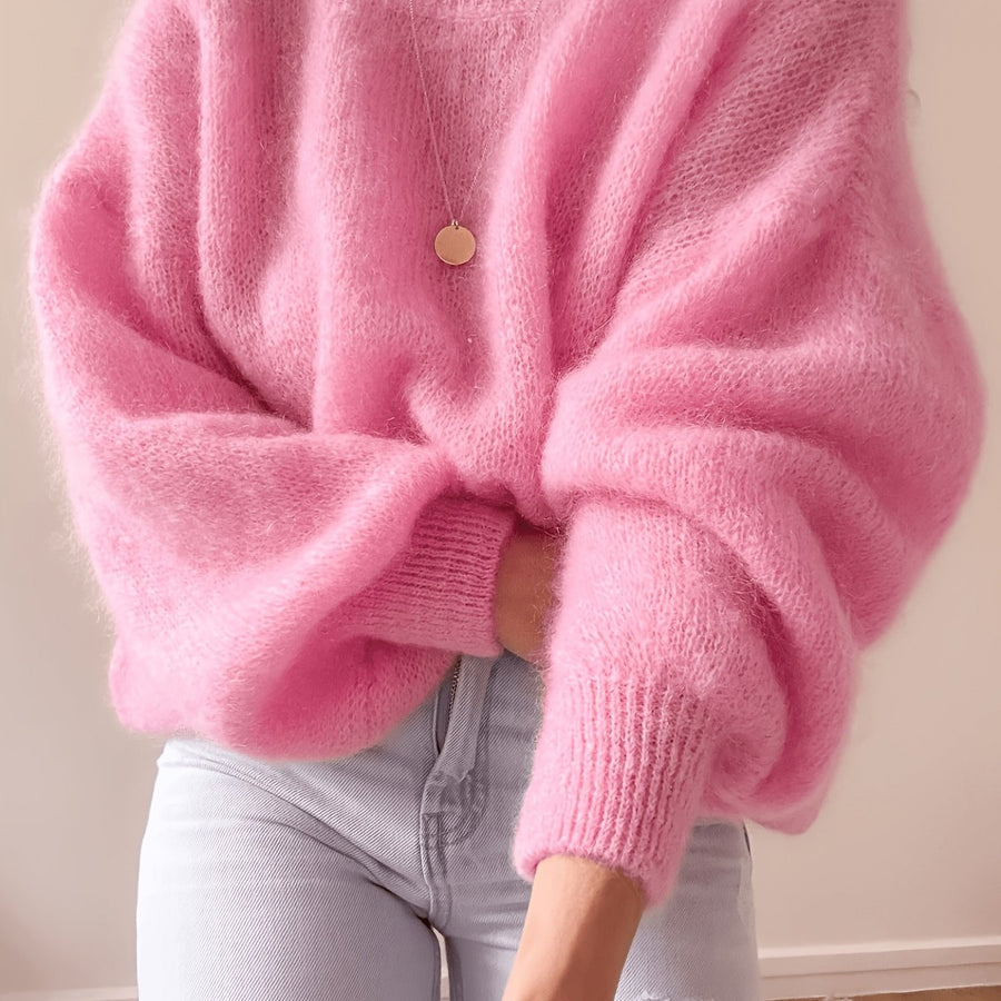 Damen Pullover Oversize Grobstrick Weitärmlig Rundhals – verschiedene Farben
