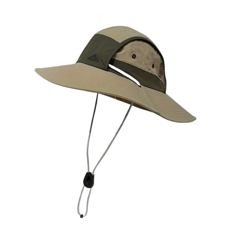 Unisex Outdoor Anglerhut mit breiter Krempe und Kordelzug in zweifarbigem Design