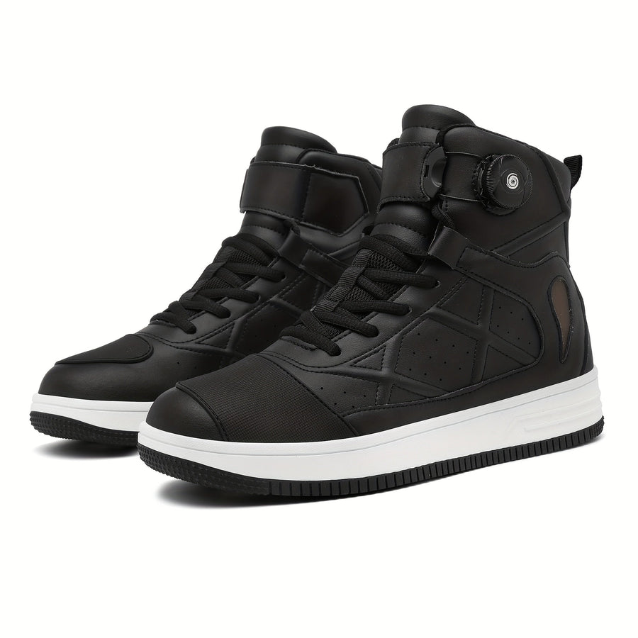 Hoher Sneaker Herren Schnürsenkel Drehverschluss Schwarz/Weiß