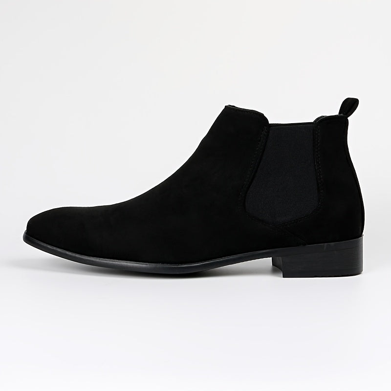Herren Chelsea Boot Spitz Schwarz Elastikeinsätze