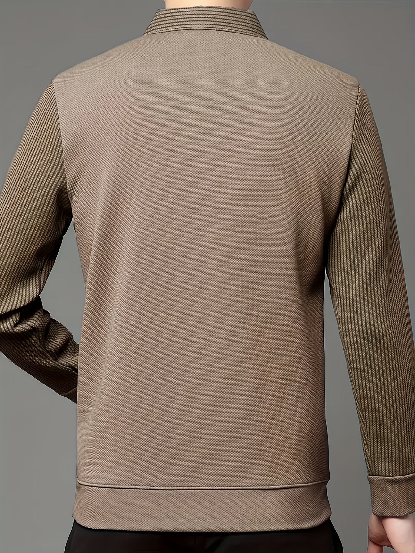 Herren Langarm Poloshirt mit V-Ausschnitt und geripptem Kragen