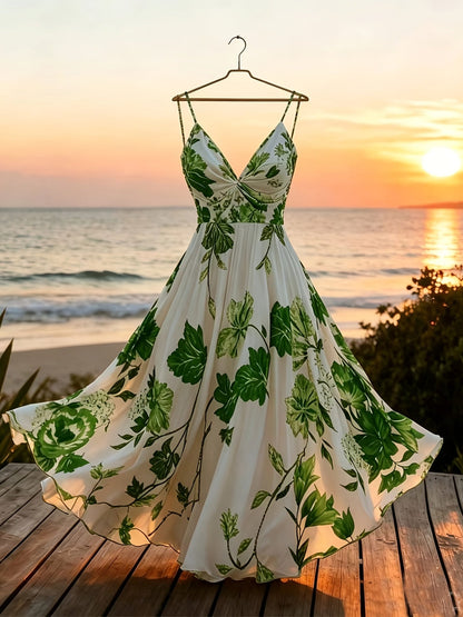Damen Maxi Kleid mit Blumenmuster und schwingendem Rock – Eleganter Boho Stil für besondere Anlässe