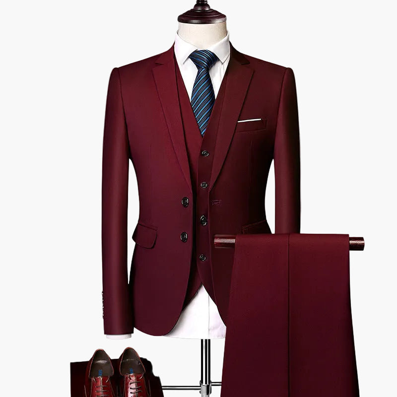 Herren 3-teiliges Slim Fit Anzugset für festliche Anlässe und Business