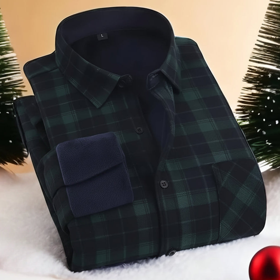 Herren Kariertes Hemd gefüttert Winter Langarm Flanell-Look