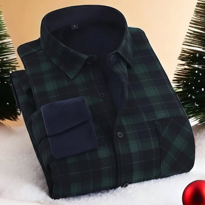 Herren Kariertes Hemd gefüttert Winter Langarm Flanell-Look