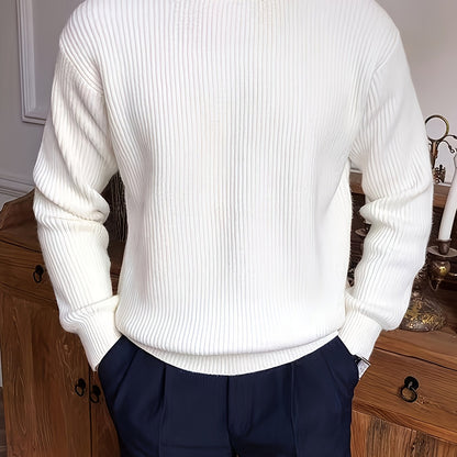 Geripptes Herren Langarmshirt mit Rundhalsausschnitt in verschiedenen Farben