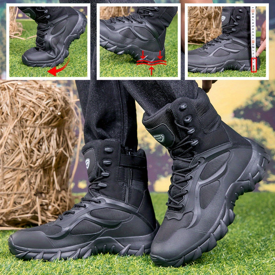 Taktische Stiefel Schwarz Hoch Robuste Outdoor-Schuhe Schnürverschluss