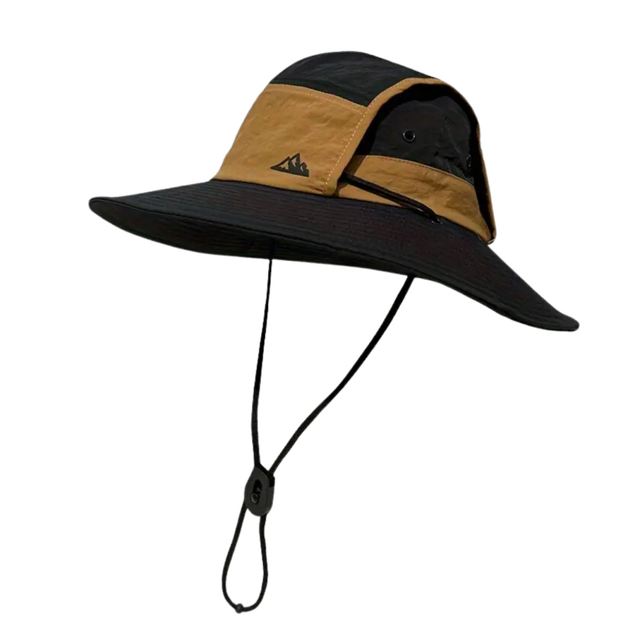 Unisex Outdoor Anglerhut mit breiter Krempe und Kordelzug in zweifarbigem Design