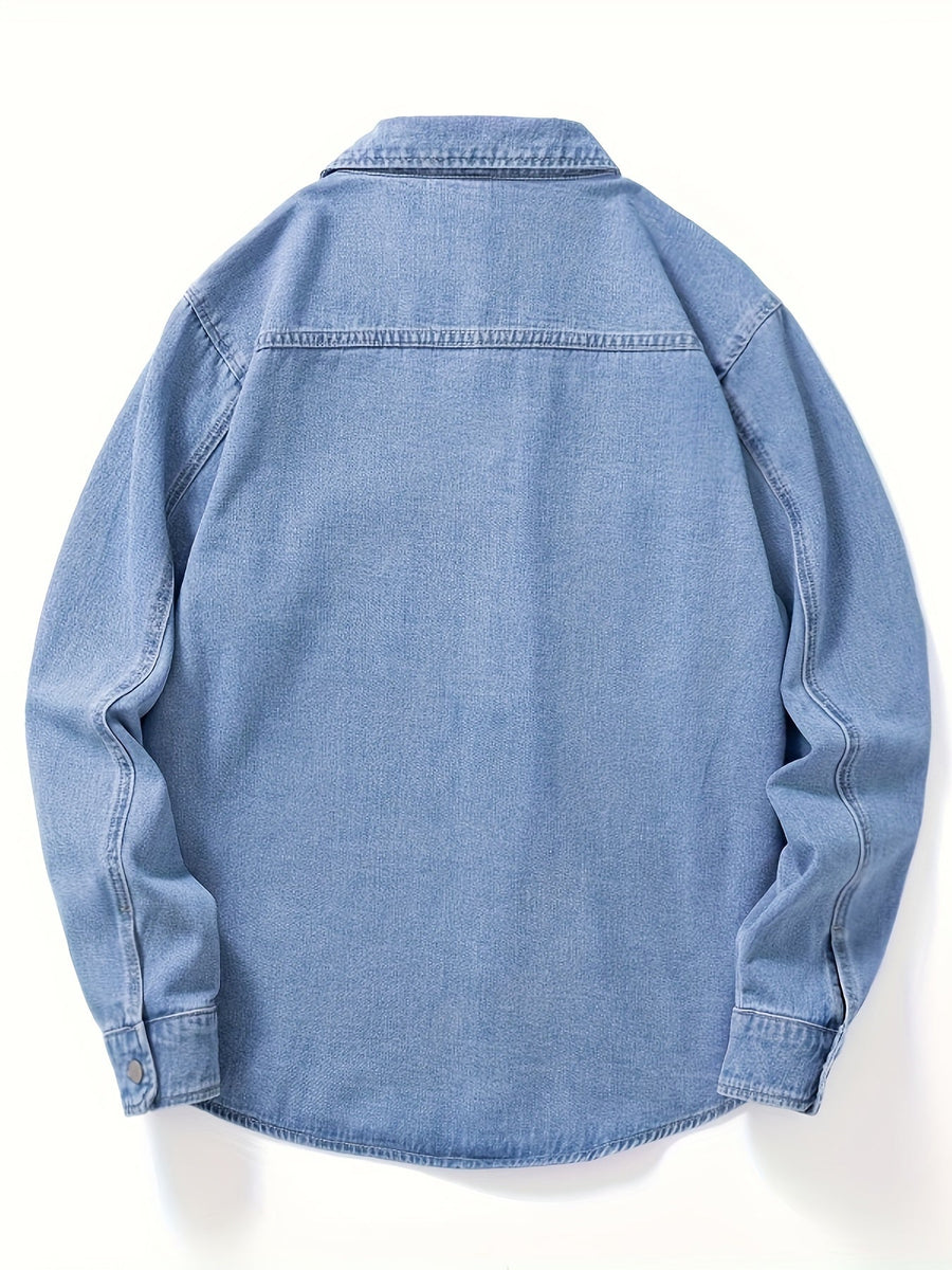 Jeanshemd Herren Hemd Jacke Casual Knopfleiste Brusttaschen