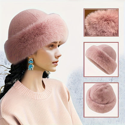3-teiliges Hut Schal Handschuh Set Damen Winter mit Kunstpelz