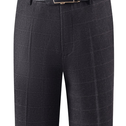 Herren Hose Kariert Gerades Bein Klassischer Schnitt Elegante Freizeithose