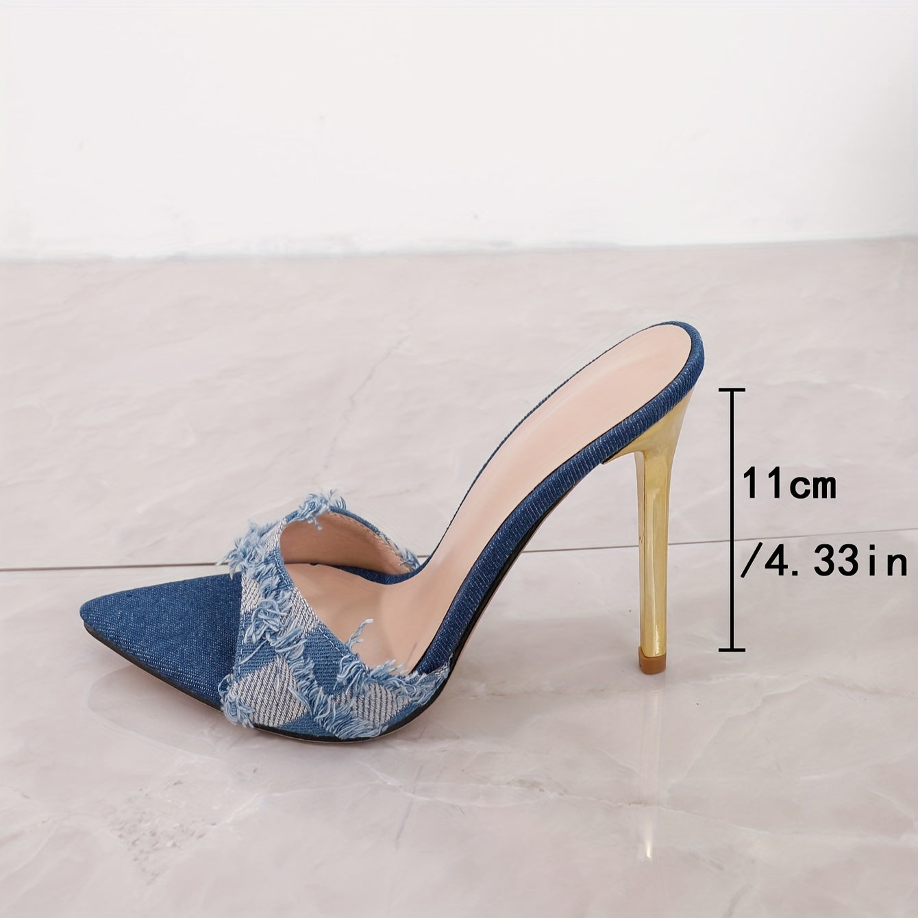 Damen Stiletto Mules mit Fransen und Spitz zulaufender Form – Modische High Heels für besondere Anlässe