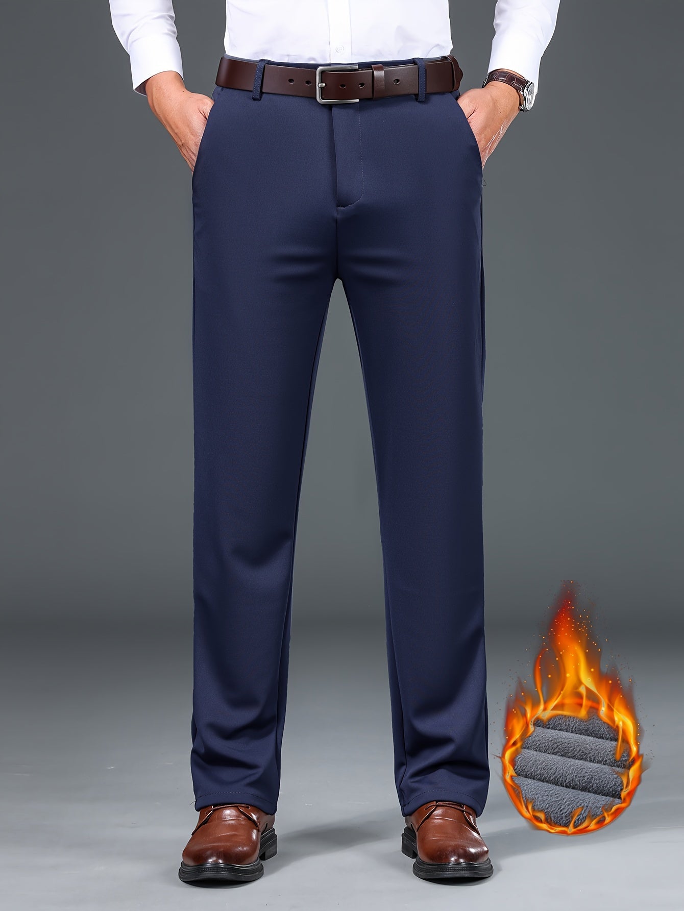 Herren Business-Hose mit warmem Futter – Schwarz, Dunkelblau, Grau