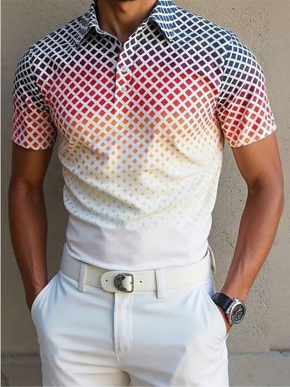 Herren Polohemd mit modernem Gittermuster – Stilvolles Freizeitshirt für Alltag und Sport