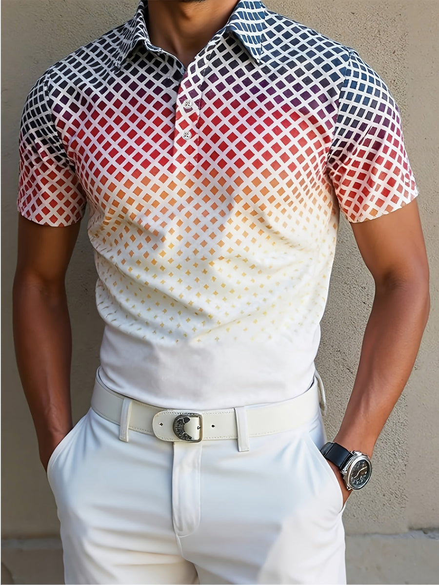 Herren Polohemd mit modernem Gittermuster – Stilvolles Freizeitshirt für Alltag und Sport