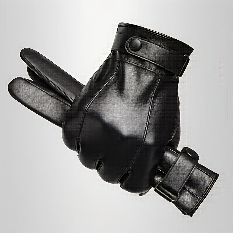 Unisex zwarte handschoenen met riem