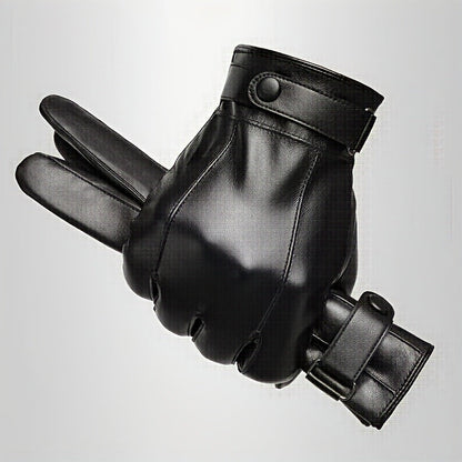 Unisex zwarte handschoenen met riem