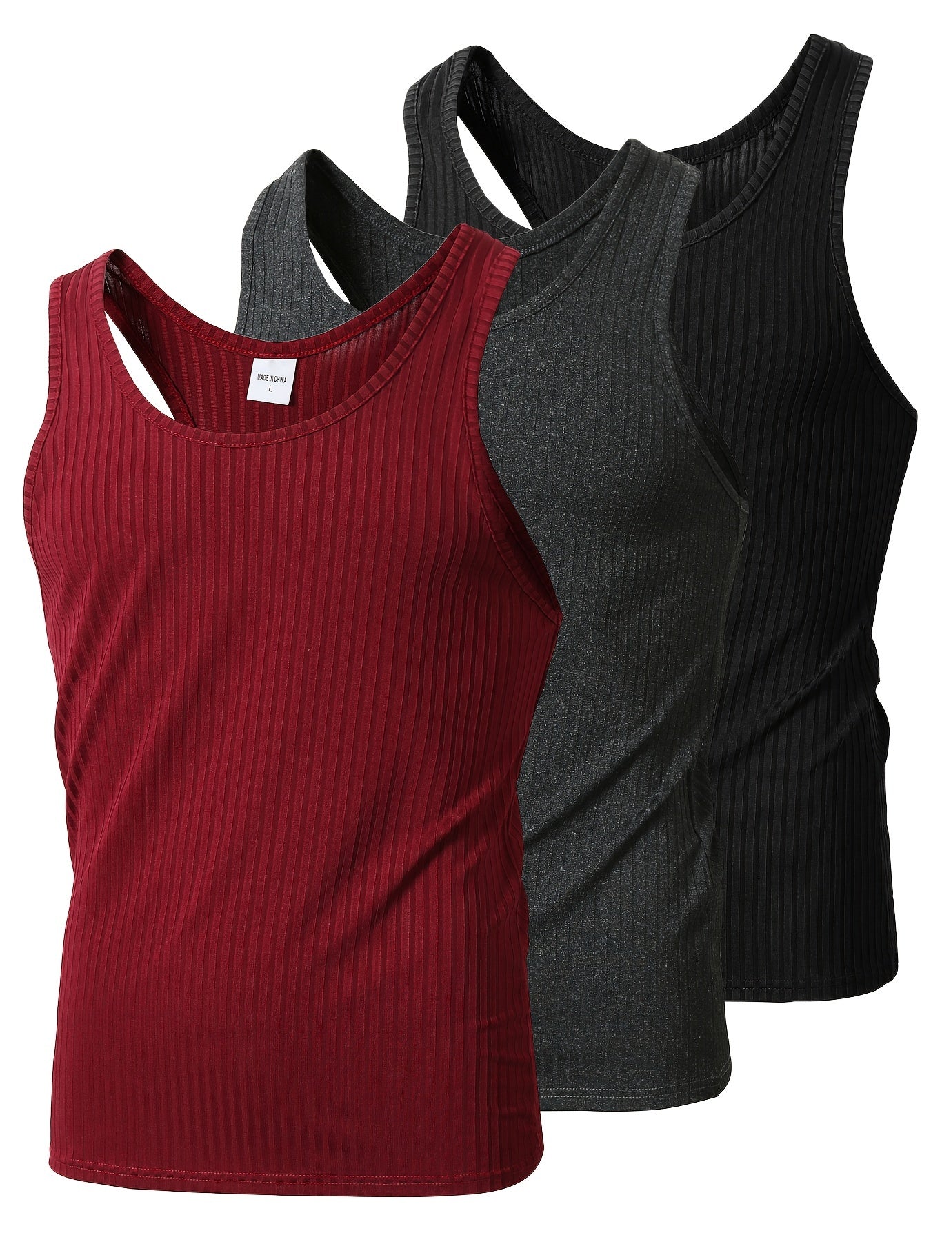 Herren Sport-Tanktop Set – Bequeme Ribbed Fitness Tops für Training & Freizeit