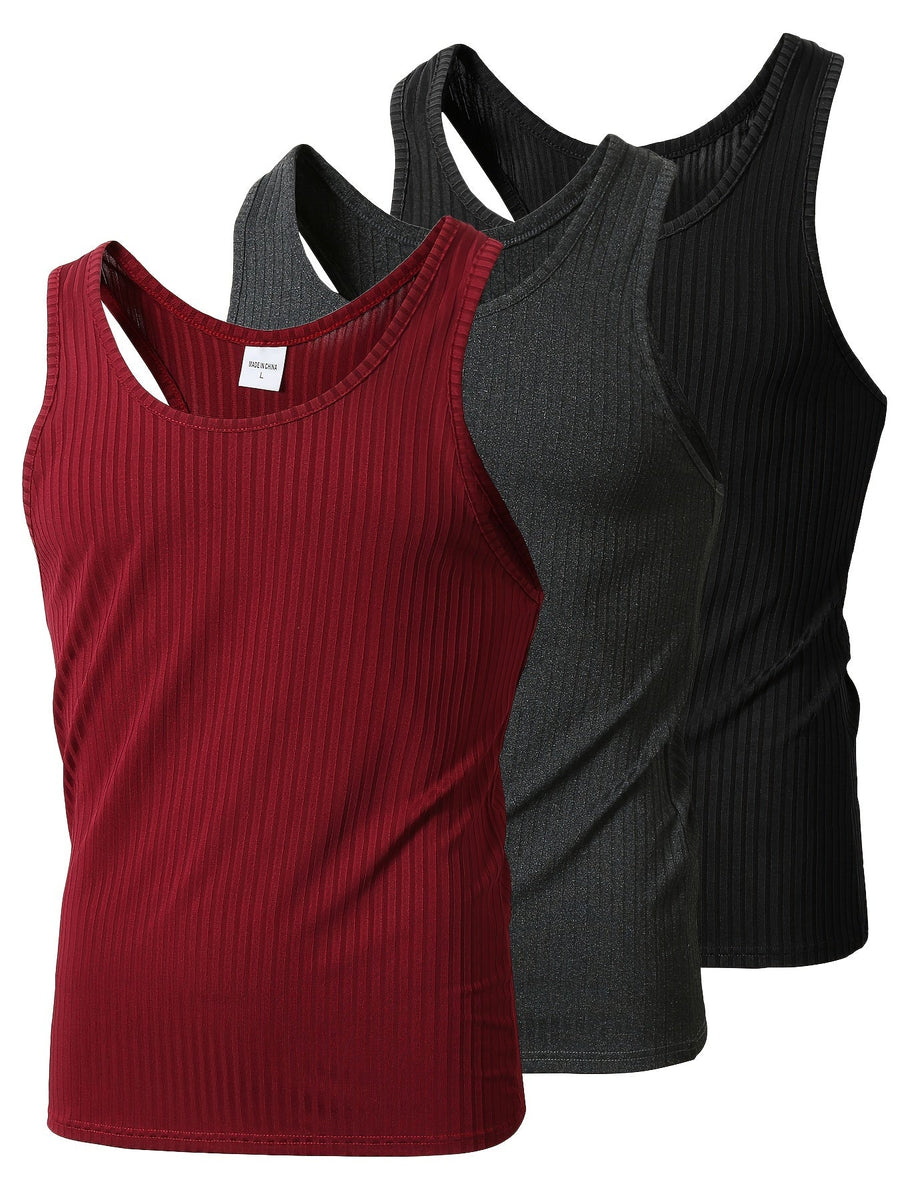 Herren Sport-Tanktop Set – Bequeme Ribbed Fitness Tops für Training & Freizeit