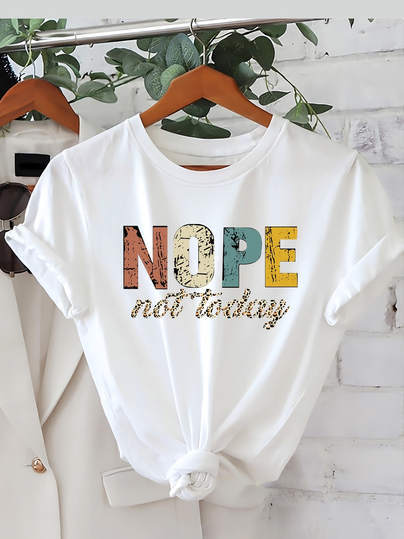 Damen Statement-Shirt mit Spruch NOPE Not Today – Lässiges Freizeit T-Shirt mit Print