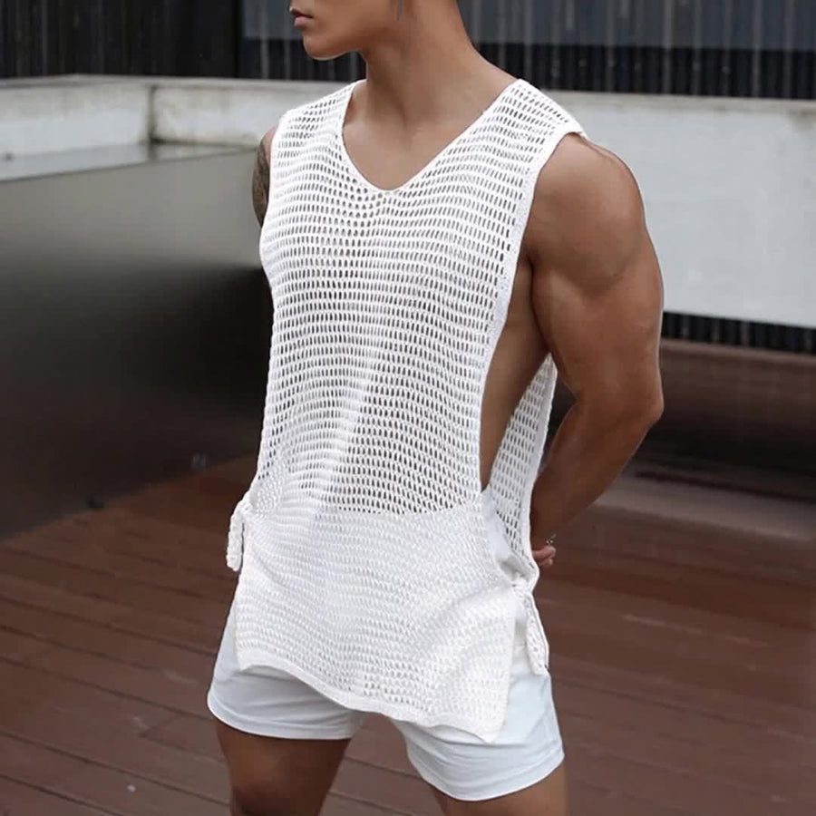 Herren Mesh Tank Top mit offenen Seiten – Moderner Streetstyle Look