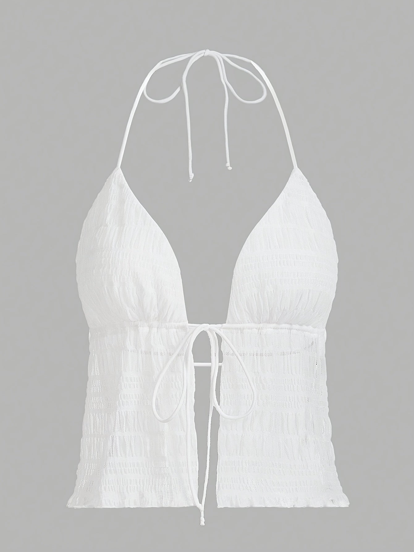 Damen Halterneck Camisole Top mit Raffung und Bindeband – Modisches Party- und Ausgehoberteil