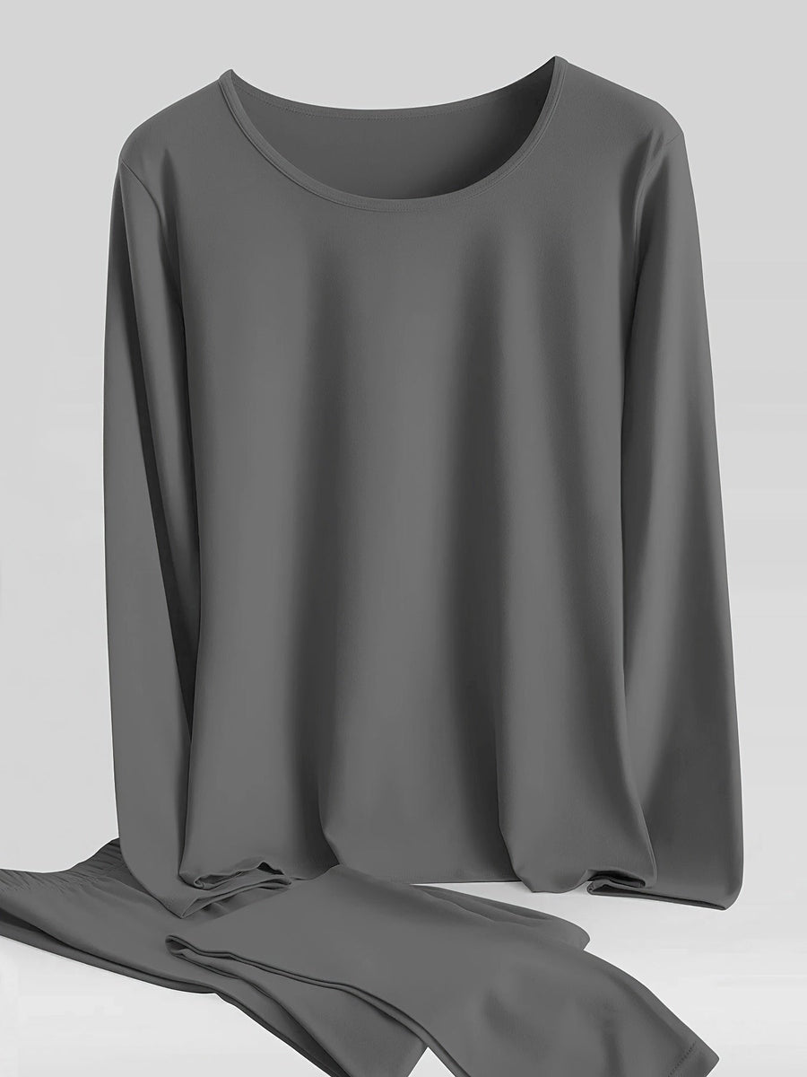 Thermo Unterwäsche Set Herren Langarmshirt und Hose 4-teilig Schwarz Grau